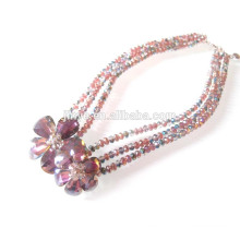 Multi Layered Flower Crystal Necklace Glass Beaded Necklace